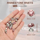 9mm Leather Rivets  70 Sets Rhinestone Studs Rivet  Pink Silver Tone