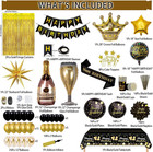 Black And Gold Birthday Decorations Kit For Men  Luxury Balloon Arch Set