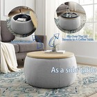 Round Storage Ottoman Coffee Table Side Table End Table For Living Room Bedroom