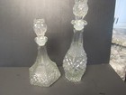 Vintage Cut Crystal Set Of 2 Wine Or Whiskey Decanters 