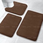 3pcs Solid Memory Foam Bathroom Bath Mat Contour Rug Set With Toilet Lid Cover