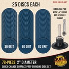 Dura-gold 2  78 Pc Quick Change Surface Prep Grinding Disc Set  36  60  80 Grit