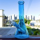 25cm Blue Glass Bong Percolator Hookah Water Pipe Hand Smoking Pipes Shisha New