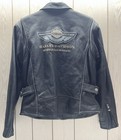 Harley Davidson Women s 100 Year Anniversary Black Leather Jacket Size Lw 