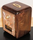 Antique P O Box Door Bank-early 1900 s Bronze- flying Eagle  - Figured Walnut
