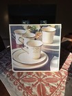 Lenox Solitaire 12-piece China Dinner Set White gold Rim Solid Round New Sealed 