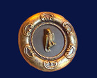 Victorian Large Picture Button   Owl 3d   Fancy Border   1   3 8 
