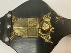Vintage Fireplace Bellows Wood Leather Brass Crest Medieval Decor