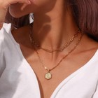 L Initial Necklaces 18k Gold Plated Layered Paper Clip Chain Hexagon Letter Pend