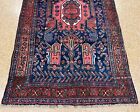Hand Knotted Antique Bijar Navy Wool Tribal Geometric Oriental Rug 4 5  X 7 9 