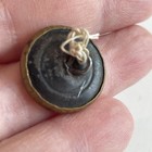 Antique Brass Metal Picture Button 3 4    Cottage House Water Scene