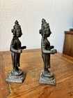 Pair Of Antique South Indian Bronze Figures Sridevi  Bhudevi Lakshmi