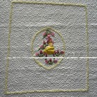 Vtg Holly Hobbie Handmade Quilt Baby Size Lap Blanket 42    X37    Cream Yellow Flor