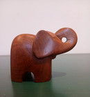 Vintage Teak Hand-carved Wooden Elephant Polished Finish Stylised Danish  