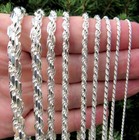 Solid 925 Sterling Silver Italian Diamond Cut Rope Chain Necklace Bracelet Italy
