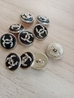 Silver Lot Of 10     20mm Designer Cc  Button Chanel Button
