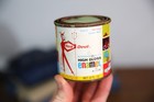 Vintage Red Devil Enamel Paint Can Lawn Mower Green 8fl Oz Metal Advertising