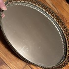 Vintage Vanity Tray Oval Hollywood Regency  Mirrored Gold Filigree Edge
