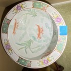 Chinese Porcelain Fish Bowl Planter Jar Floral Design W  Wooden Stand