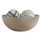 Vtg Antique Scottish Victorian Glazed Ceramic Carpet Balls Black White Stripe