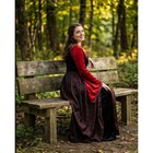 Renaissance Wench Gown L xl Medieval Faire Costume Red Black Velvet Maxi