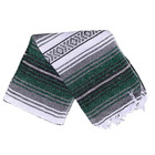 Green Mexican Blanket Vintage Style Serape Falsa   Sarape Yoga Blanket   Forest