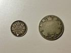 Canada 2 Silver Coin Lot     5 Cent And 25 Cent Pieces