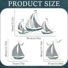 Edaknez Set Of 3 Metal Sailboat Wall Art  Metal Blue Ship Wall Decor  Coastal 