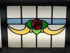 Pretty Floral Old English Leaded Stained Glass Window 22 1 2 x 17 1 4 