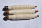 Three  3   Antique vtg   Industrial Wood Sewing Bobbins quills spindles spools