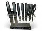 New 19 Pc Black Stainless Steel Kitchen Knife Set Clear Acrylic Stand Free Ship