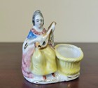 Vtg Lady Pin Cushion Mandolin Victorian Dress Handpainted Japan  