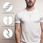 Solid 925 Sterling Silver 5mm Cuban Link Chain  Cross Necklace For Men  24 