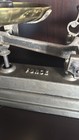 Antique Cast Iron Balance Scale W  2 Brass Pans  Weights  Forces Marked