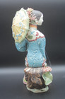 Chinese Shiwan Art Porcelain Elegant Lady With Parasol