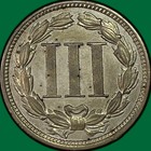 1869 Three Cent Nickel Choice Almost Uncirculated Au  unc Coin  39448