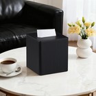 Pu Leather Square Tissue Box Cover Tissue Box Holder Cube  black 