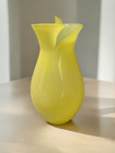 Hand Blown Italian Art Glass Cheerful Yellow Abstract Top Vase