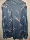 Vintage Stuart Mann Shirt Xl Blue Geometric Disco 70s Polyester Button Up