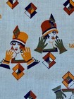 Pas Sur La Bouche French 30   s Barkcloth Era Novelty Mid Century Vintage Fabric