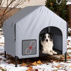 Large Outdoor Dog House Waterproof Elevated Kennel Durable Pet Shelter New