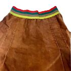 Vintage 1970s Pre-teen Girls Skirt Groovy Mod Bright Elastic Waist Pleated Brown