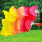 Dance Fire Flag Long Silk Fan Bamboo Veils Hand Made Praise Worship Festival New