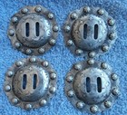 4 Vintage Sterling Silver 2 In  Berry Edege Slotted Conchos For Saddle Spurs