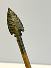 Antique Native American Arrow  Stone Tip  Feathers  Sinew  Painted Designs   a1