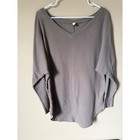 Igenjun Women s Size L Taupe Waffle Knit V Neck Sweater Dolman Long Sleeve Tunic