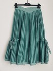 Vintage Perry Trachten Skirt Costume Turquoise Striped Pattern Bavarian Dirndl