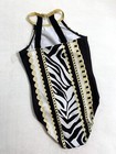 Simone Biles Gk Elite Leotard Gymnastics Golden Zebra Black White Usa Size  Cm