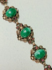 Vintage Victorian Revival Green Cabochon Bracelet Unsigned Mcm Costume Jewelry