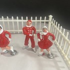 Vintage Lot Of 8 Barclay   Painted Lead Ice Skater Skating Figures And Fence